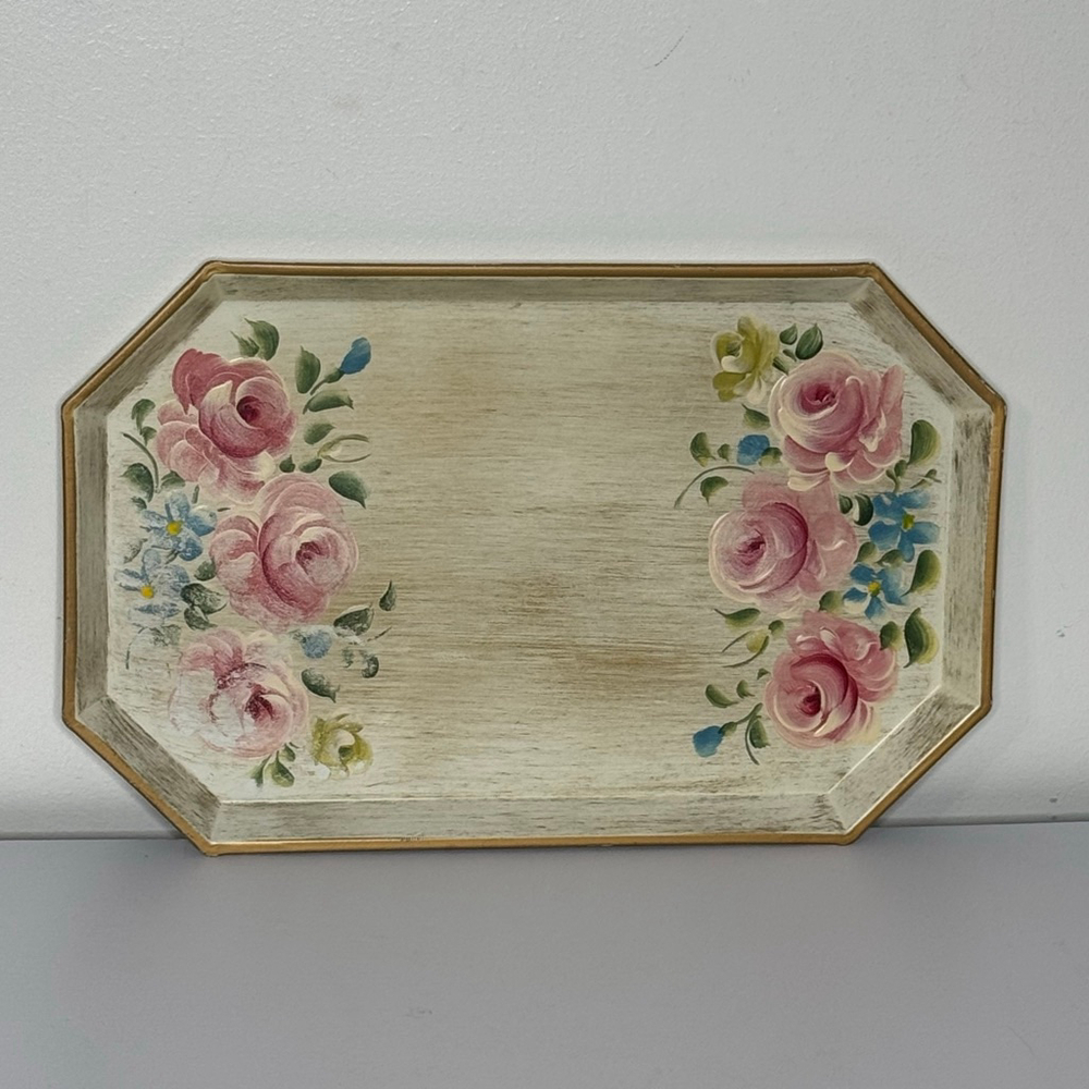 Vintage Nashco Floral Design Tole Tray